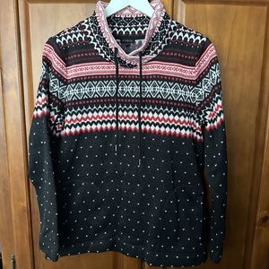 Talbots Black/Red Fair Isle Pullover M